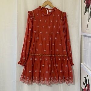 Zara Orange Long Sleeve Dress a132